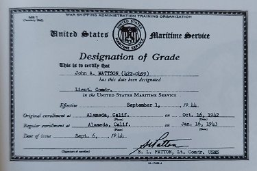 Designation of Grade, John A. Mattson.