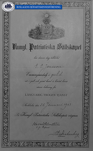 Emmerymedalj Diplom